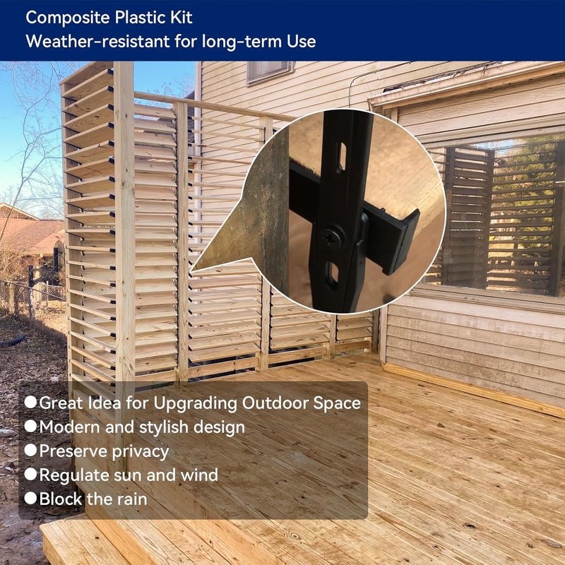 Atader Deck Sunblind System Brackets, Louver Hardware Kit for Blinds and Shutters, Each Set Holds up to 11 Boards(48" Wide), Louvers Bracket Shutter Hardware Kit (2) - Image 2